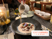 Ma Dame, le restaurant de l'hôtel Marignan Champs-Elysées - Bouillon châtaignes guanciale ricotta