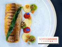 Restaurant Papylles à Bois-le-Roi - les photos - Le maquereau à la flamme, moutarde fumée, piquillos et ail des ours