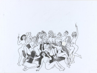 Wolinski, Autoportrait assis © Wolinski