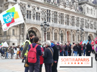 Manifestation des agents parisiens contre l'augmentation du temps de travail devant l'Hôtel de Ville