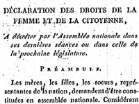Éphéméride du 14 septembre à Paris : Olympe de Gouges publie la Déclaration des droits de la femme