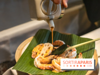 Djakarta-Bali : pepes udong (gambas à l'étuvée dans une feuille de bananier)