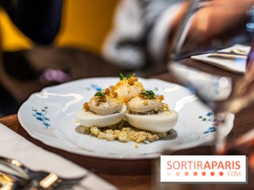 Bistrot Podium, le restaurant festif avec la carte de Glenn Viel -  L'oeuf mimosa au tourteau