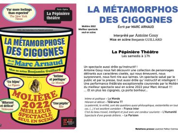 La métaphore des cigognes, spectacle primé, au Pépinière Théâtre 