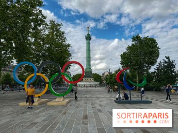 Jeux olympiques et paralympiques Paris 2024 - Visuel - Bastille - anneaux