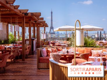La terrasse en rooftop du Kinugawa à l'hôtel Sax Paris 7e