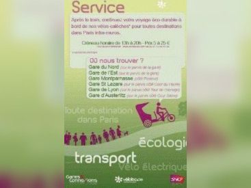 vélos caleches dans les gares à paris, vélo calèche à Paris, transport écologique, 2011