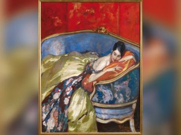 exposition musée montparnasse juin 2012? Exposition Domergue Musée du Montparnasse, expsosition Musée du Montparnasse Paris 2012 | Femme au canapé, 1919, huile sur toile, collection Ville de Cannes,  © Claude Germain, © adagp, Paris 2012