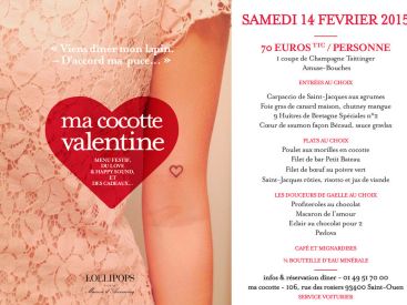 Saint Valentin 2015 au restaurant Ma Cocotte