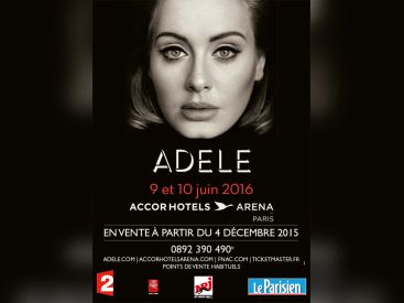 Adele en concerts à l’AccorHotels Arena de Paris 2016