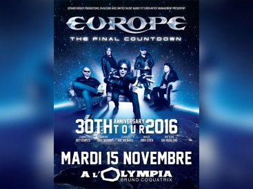 Europe en concert à l’Olympia de Paris en novembre 2016