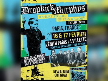 Dropkick Murphys en concerts au Zénith de Paris en 2018