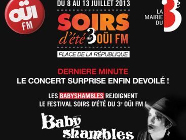 Festival Soirs d’été 2013 : Les Babyshambles en concert gratuit Place de la République