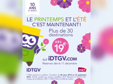 iDTGV lance l’ouverture de ses ventes Printemps / Été
