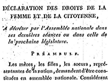 Éphéméride du 14 septembre à Paris : Olympe de Gouges publie la Déclaration des droits de la femme