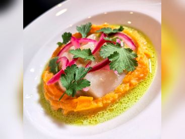 La recette du ceviche, patate douce fumée et Leche de Tigre de Maximilien Kuzniar