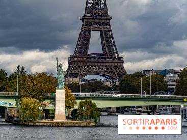 visuel Paris visuel  -  ile aux cygnes - statue de la liberté - temps gris