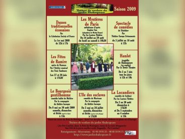 Théâtre de verdure, Jardin de Shakespeare, Jardin du Pré Catelan, Saison 2009, Paris, Spectacles