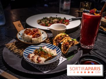 Akira Back - déjeuner en 45 mn - table -  - octopus credo, hot mess - beef taco