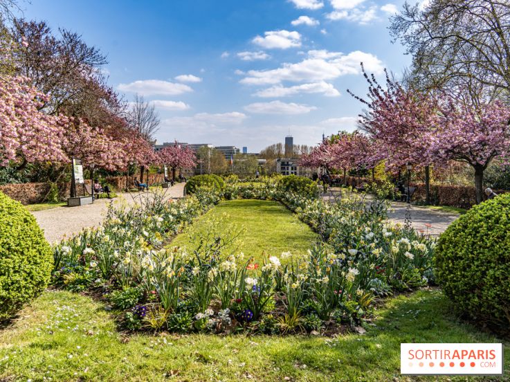 Parc de Bécon à Courbevoie - Pavillon des Indes - Cerisiers en fleurs