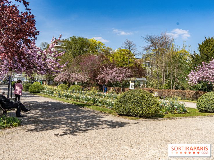 Parc de Bécon à Courbevoie - Pavillon des Indes - Cerisiers en fleurs
