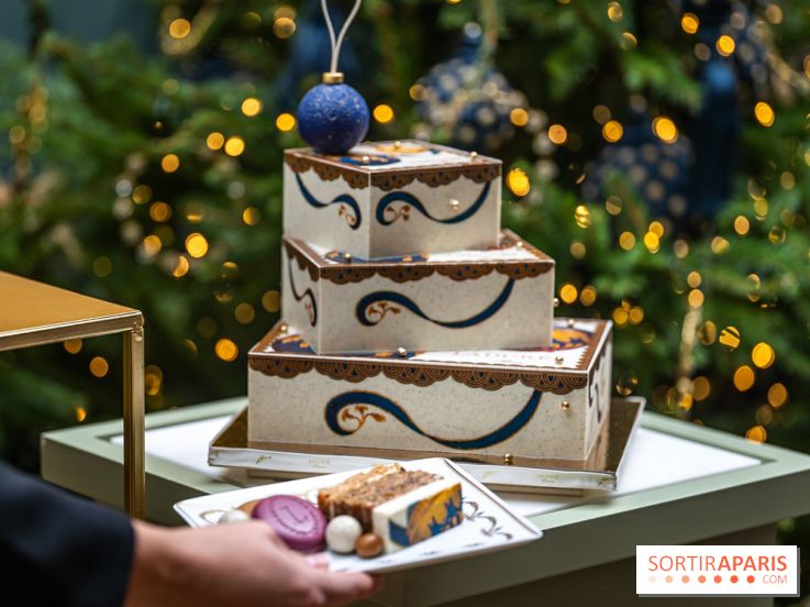 La bûche coffrets de Noël en trompe l'œil de Ladurée 2024 par Julien Alvarez et les créations de fête