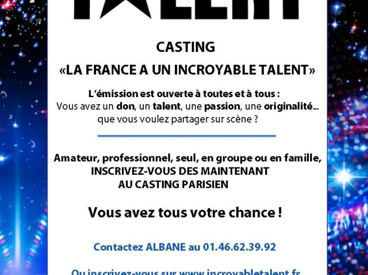 Casting pour La France a un incroyable talent