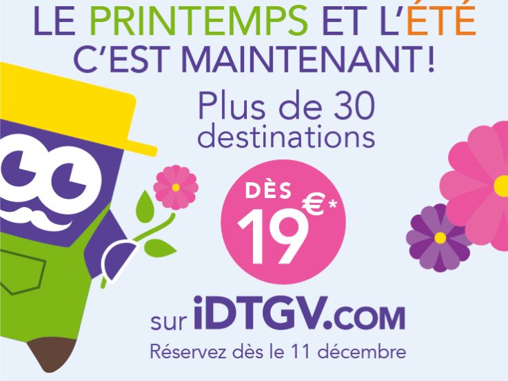 iDTGV lance l’ouverture de ses ventes Printemps / Été