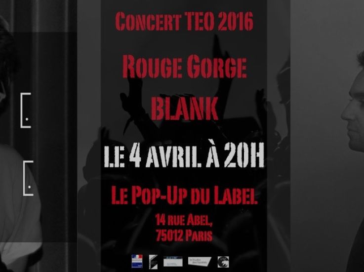CONCERT GRATUIT 04 / 04 ! BLANK ET ROUGE GORGE 