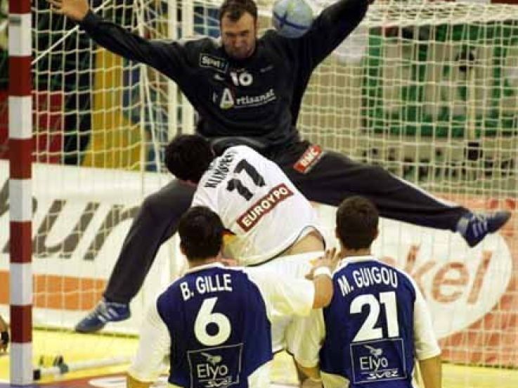 Stephane Pillaud/Sportissimo ; Bale le 29/01/2006. Championnat d Europe de Handball: France-Allemagne . Omeyer