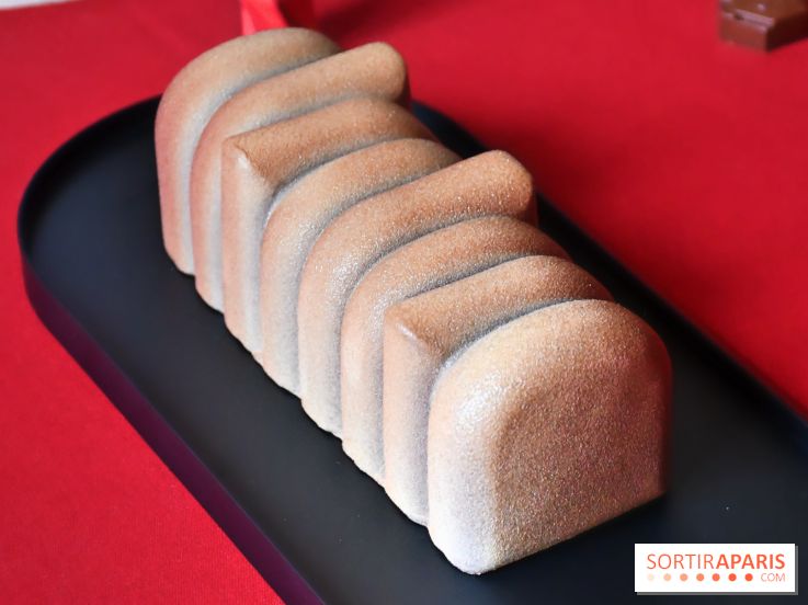 Bûche de Noël glacée 2024 de la Manufacture de Chocolat Alain Ducasse à Paris