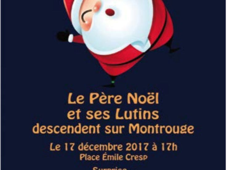 Le Père Noël et ses lutins descendent du ciel à Montrouge