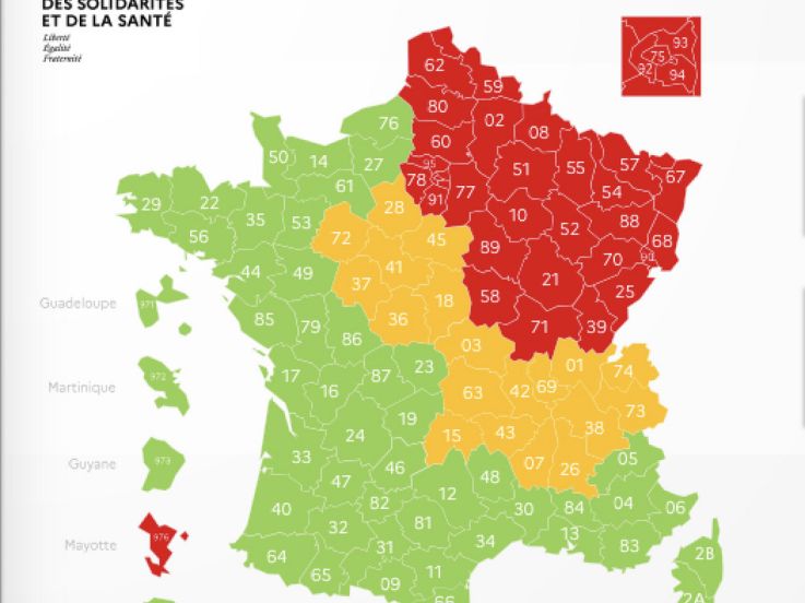 Carte de France du déconfinement par département le 4 mai 2020