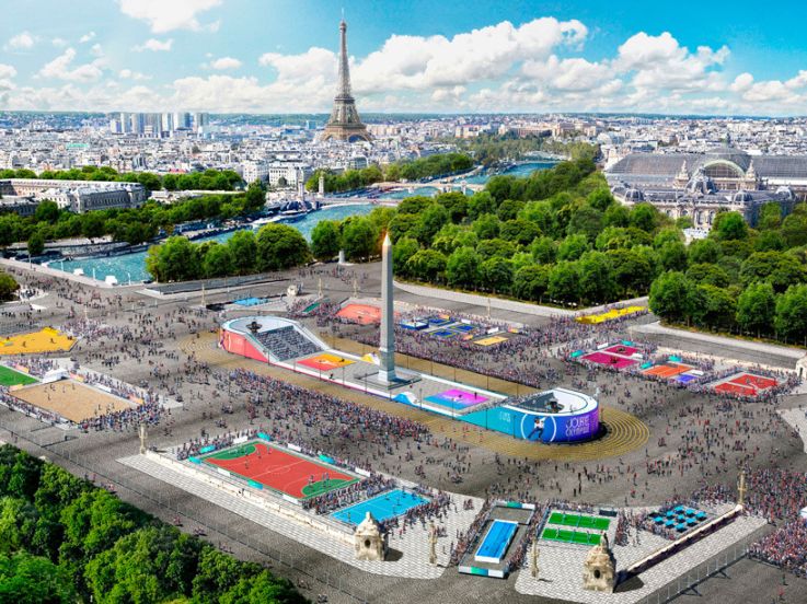 Run Paris 2024 sur la Place de la Concorde 