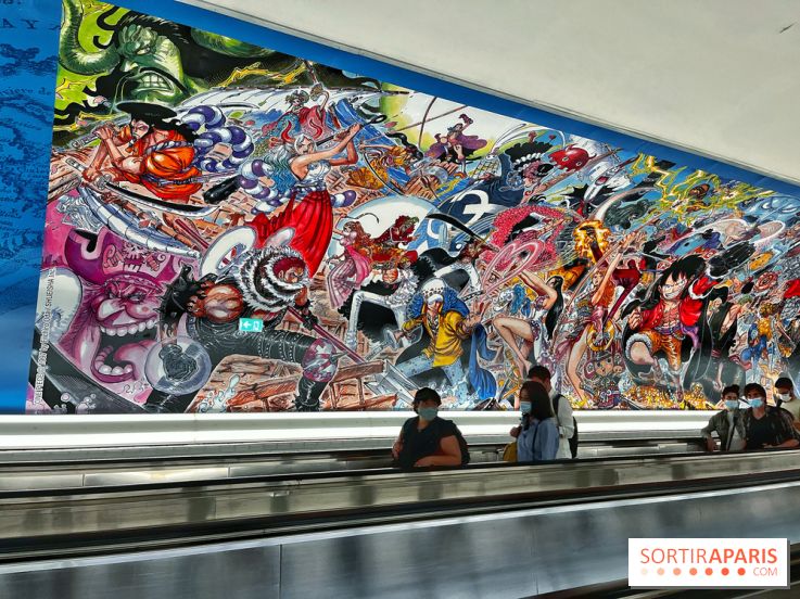 Une fresque éphémère à l'effigie de One Piece dans la gare Montparnasse pour les 25 ans du manga