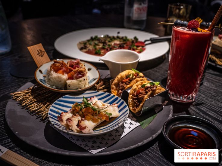 Akira Back - déjeuner en 45 mn - table -  - octopus credo, hot mess - beef taco