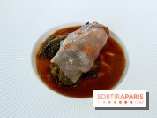 Geoélia - Sucrine braisée, jus de homard, sauce Grand Veneur