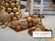 Bûche de Noël du Drugstore 2023 en forme de boules de Noël 