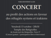 Concert pour les réfugiés syriens et irakiens au Temple des Batignolles 