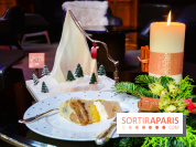 Bûche de Noël 2023 au Plaza Athénée : Mont Plaza, un trompe-l'œil enneigé pour les fêtes