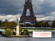 visuel Paris visuel  -  ile aux cygnes - statue de la liberté - temps gris