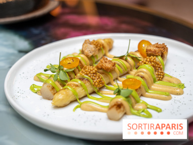 Rivages restaurant du Scribe par Martin Simolka - asperges blanches des landes - moutarde fumée - kumquat