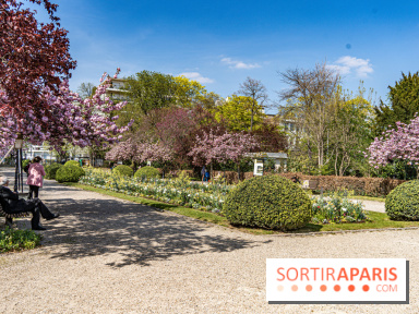 Parc de Bécon à Courbevoie - Pavillon des Indes - Cerisiers en fleurs