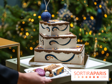 La bûche coffrets de Noël en trompe l'œil de Ladurée 2024 par Julien Alvarez et les créations de fête