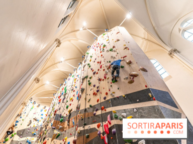 Climbing District Sèvres-Lecourbe, la salle d'escalade dans l'ancienne église Sainte-Rita dans le 15e