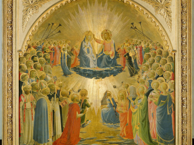 Fra Angelico (1387-1455)
Le Couronnement de la Vierge, 1434-1435
Inv. 1890, n. 1612, tempera sur bois, 114 × 113 cm, Galerie des Offices, Florence 
© 2010. Photo Scala, Florence - courtesy of the Ministero Beni e Att. Culturali
