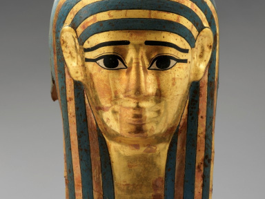 Grand masque funéraire Cartonnage doré et peint, 36 cm (H) Collection particulière © D.R. / Paul Louis