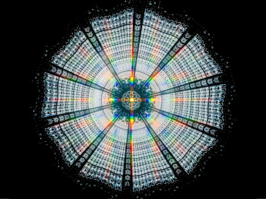 La coupole des Galeries Lafayette transformer en arc-en-ciel avec l’œuvre de Kimsooja