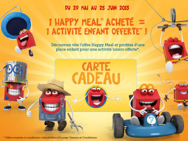 carte cadeau happy meal 2013