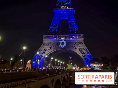 La Tour Eiffel, illuminée aux couleurs d'Israel, en soutien aux victimes
